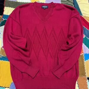 Vintage Lands End Woven Wrap Around Red Sweater XL